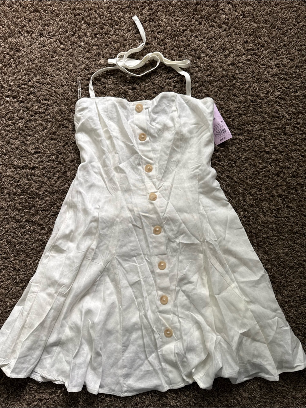 wild fable White Button-Front linen Mini Dress